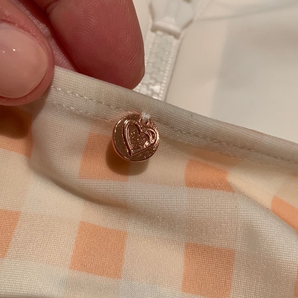 FOR LOVE & LEMONS ZIPPER FRONT SOFT PINK CHECK ONE PIECE SWIMSUIT SIZE SMALL - Picture 12 of 15